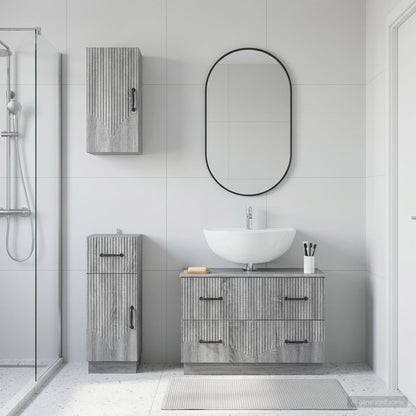 Set di armadietti da bagno in 3 pezzi HOORN Sonoma grigio