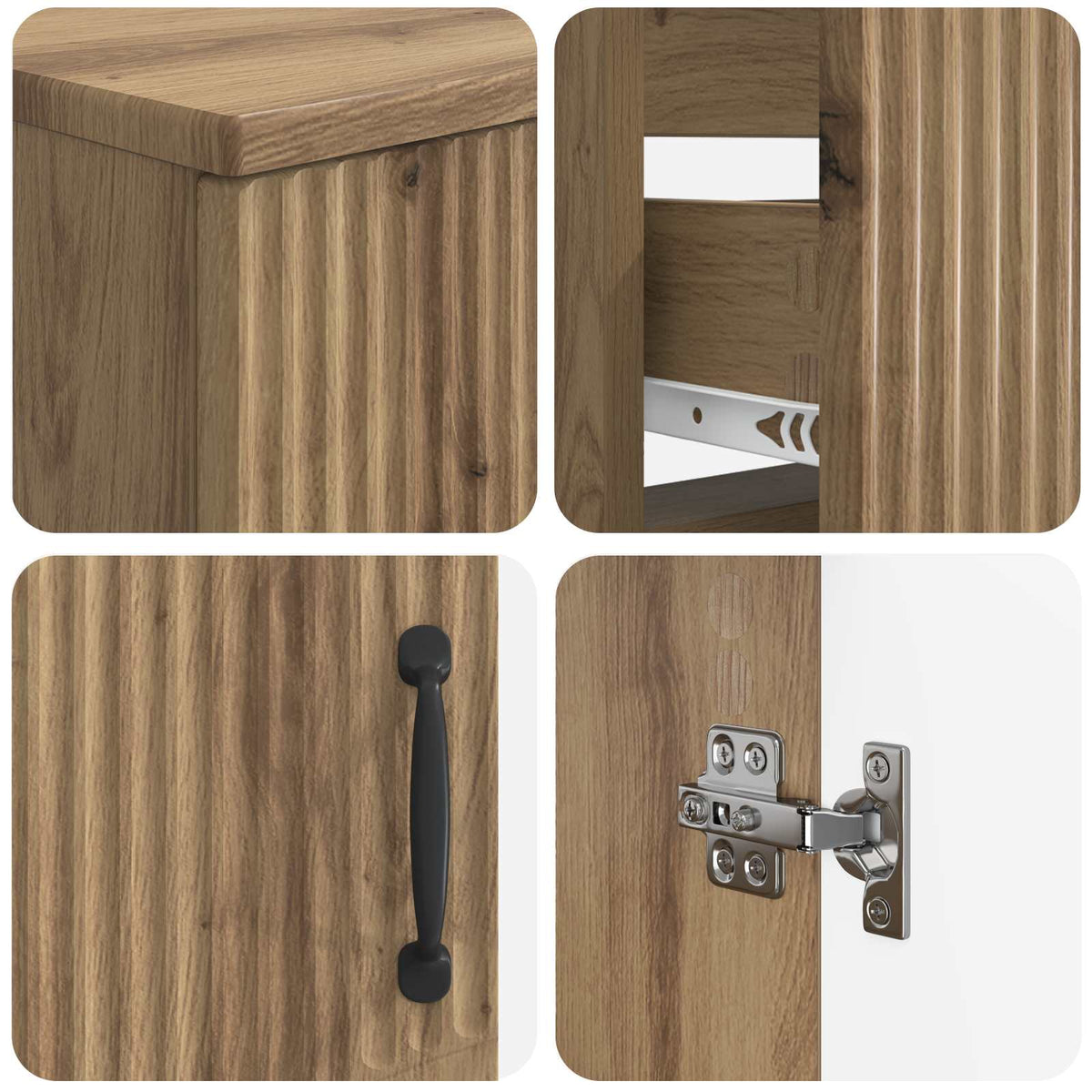 Set di armadietti da bagno in 3 pezzi HOORN Rovere Artigianale