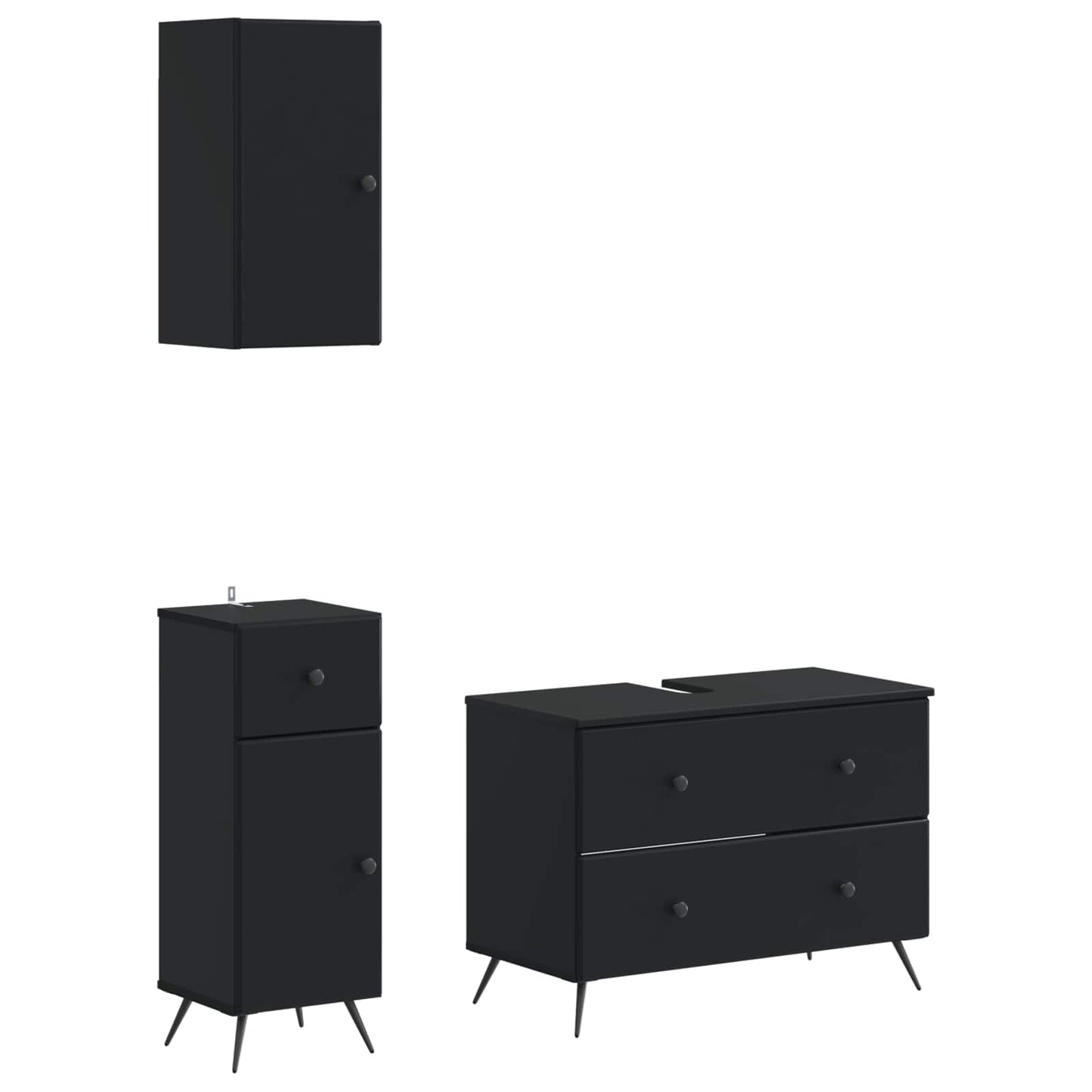 Set di armadietti da bagno in 3 pezzi BREDA Nero