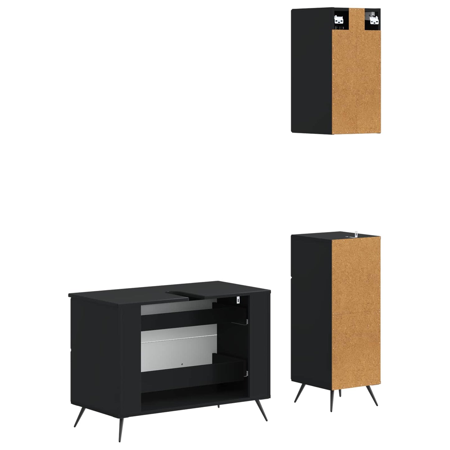 Set di armadietti da bagno in 3 pezzi BREDA Nero