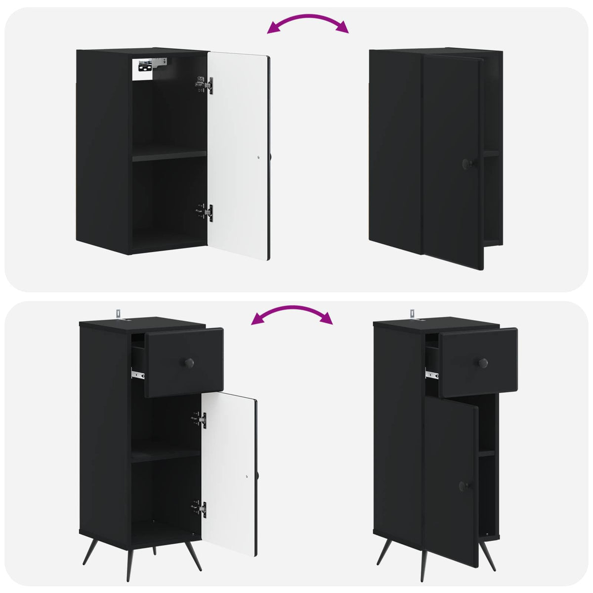 Set di armadietti da bagno in 3 pezzi BREDA Nero