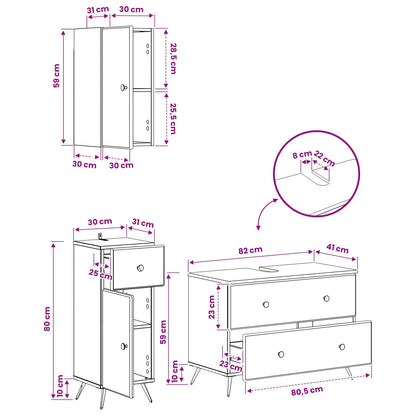 Set di armadietti da bagno in 3 pezzi BREDA Nero