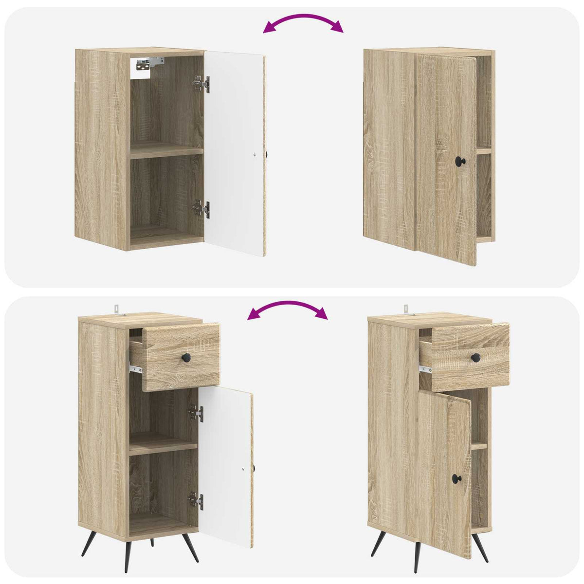 Set di armadietti da bagno in 3 pezzi BREDA Rovere Sonoma