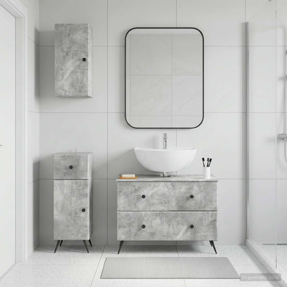 Set di armadietti da bagno in 3 pezzi BREDA Grigio Cemento