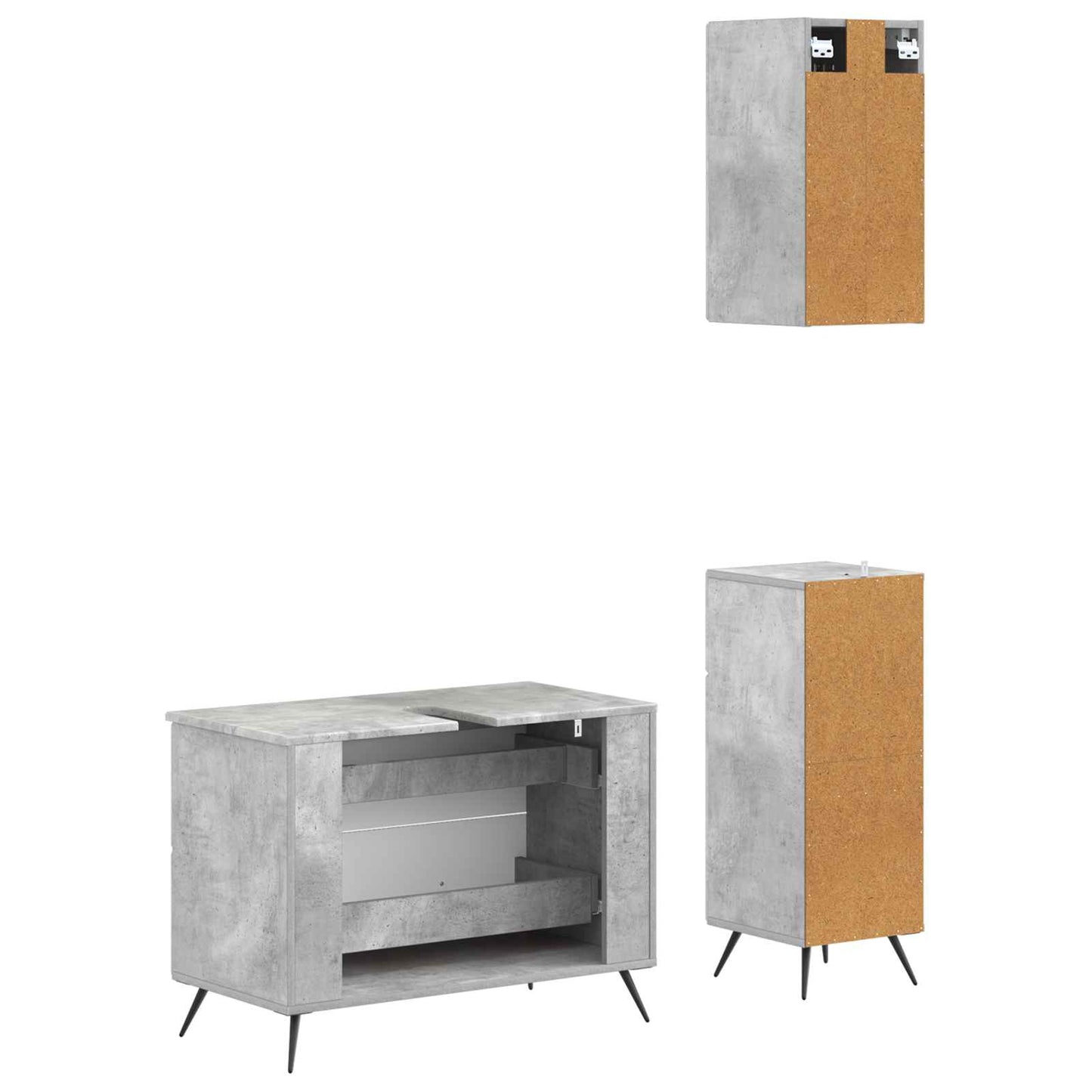 Set di armadietti da bagno in 3 pezzi BREDA Grigio Cemento