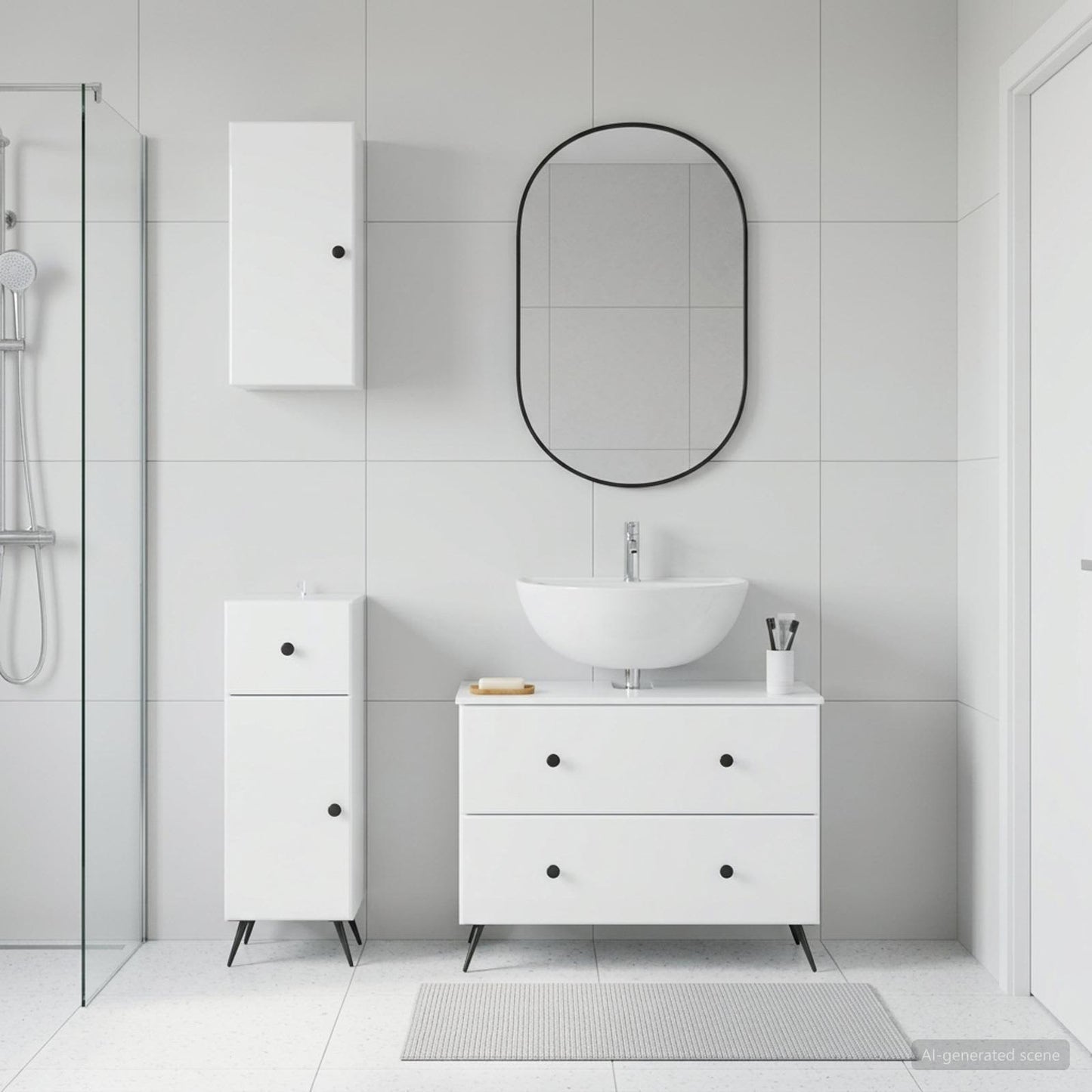 Set di armadietti da bagno in 3 pezzi BREDA Bianco Lucido