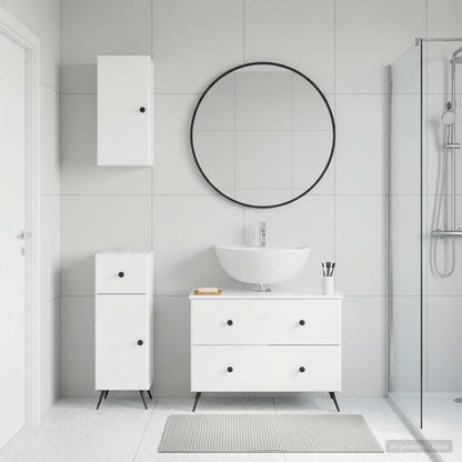 Set di armadietti da bagno in 3 pezzi BREDA Bianco Lucido
