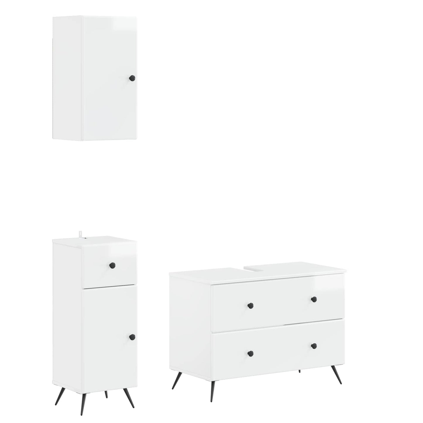 Set di armadietti da bagno in 3 pezzi BREDA Bianco Lucido