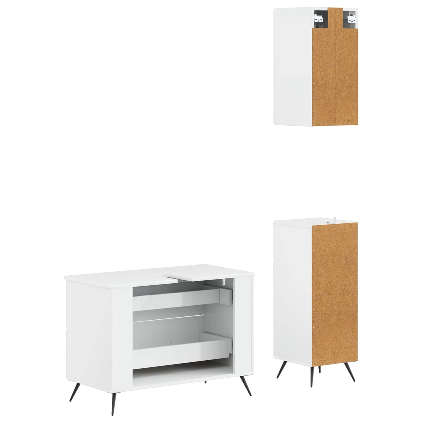 Set di armadietti da bagno in 3 pezzi BREDA Bianco Lucido