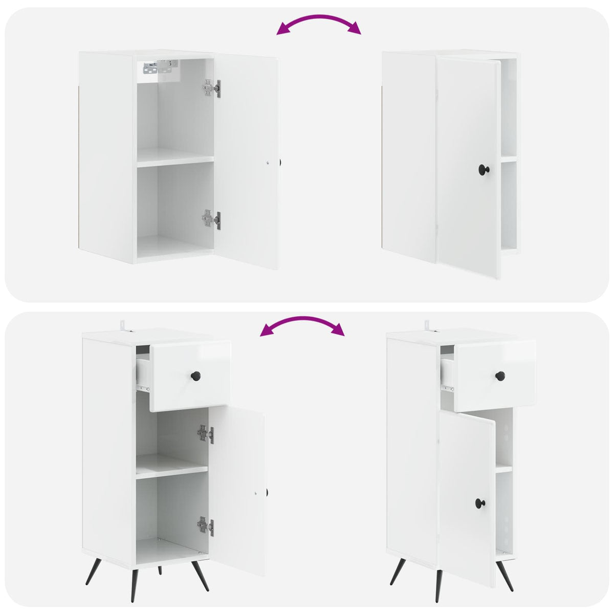 Set di armadietti da bagno in 3 pezzi BREDA Bianco Lucido