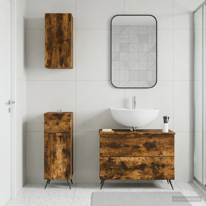 Set di armadietti da bagno in 3 pezzi BREDA Rovere Fumo