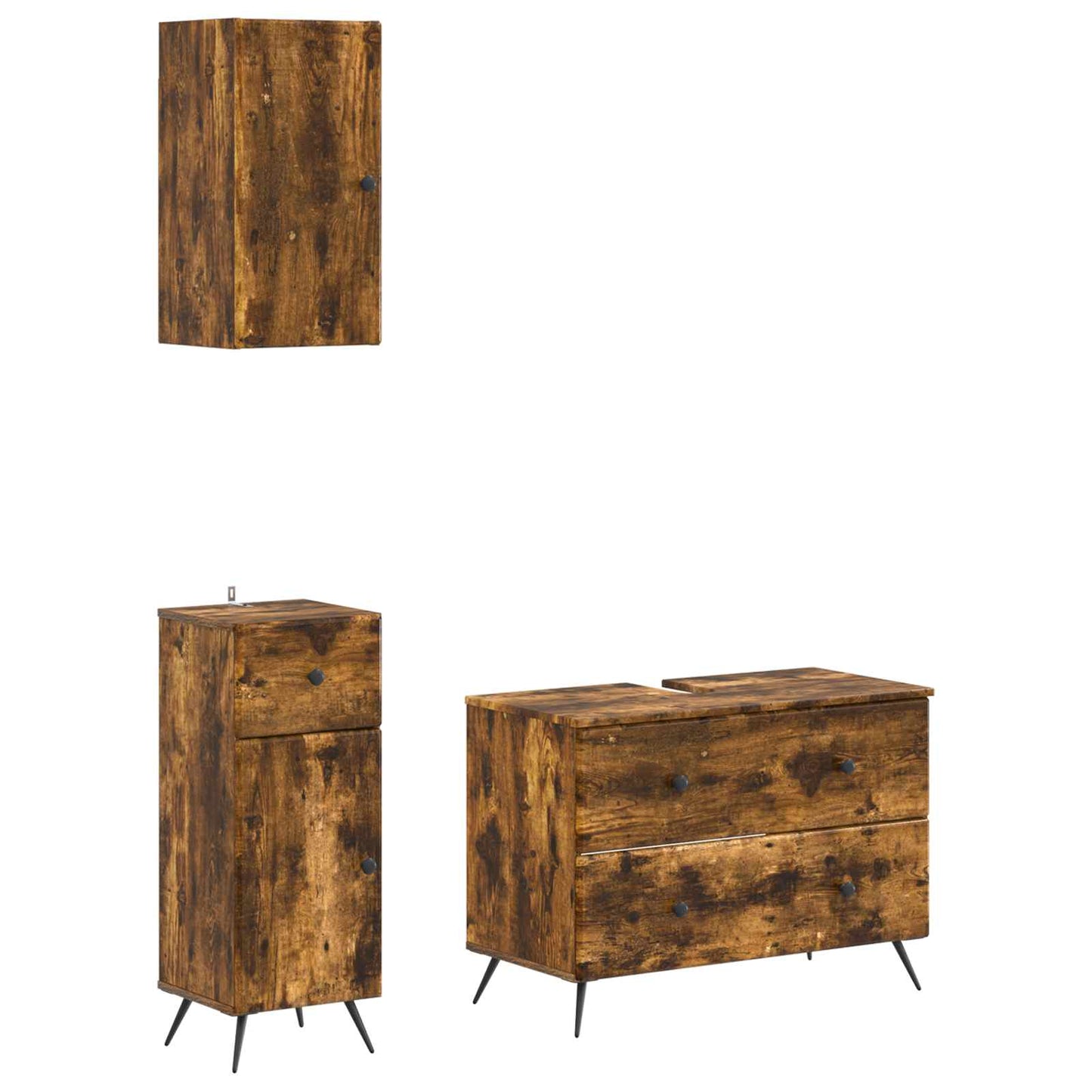 Set di armadietti da bagno in 3 pezzi BREDA Rovere Fumo