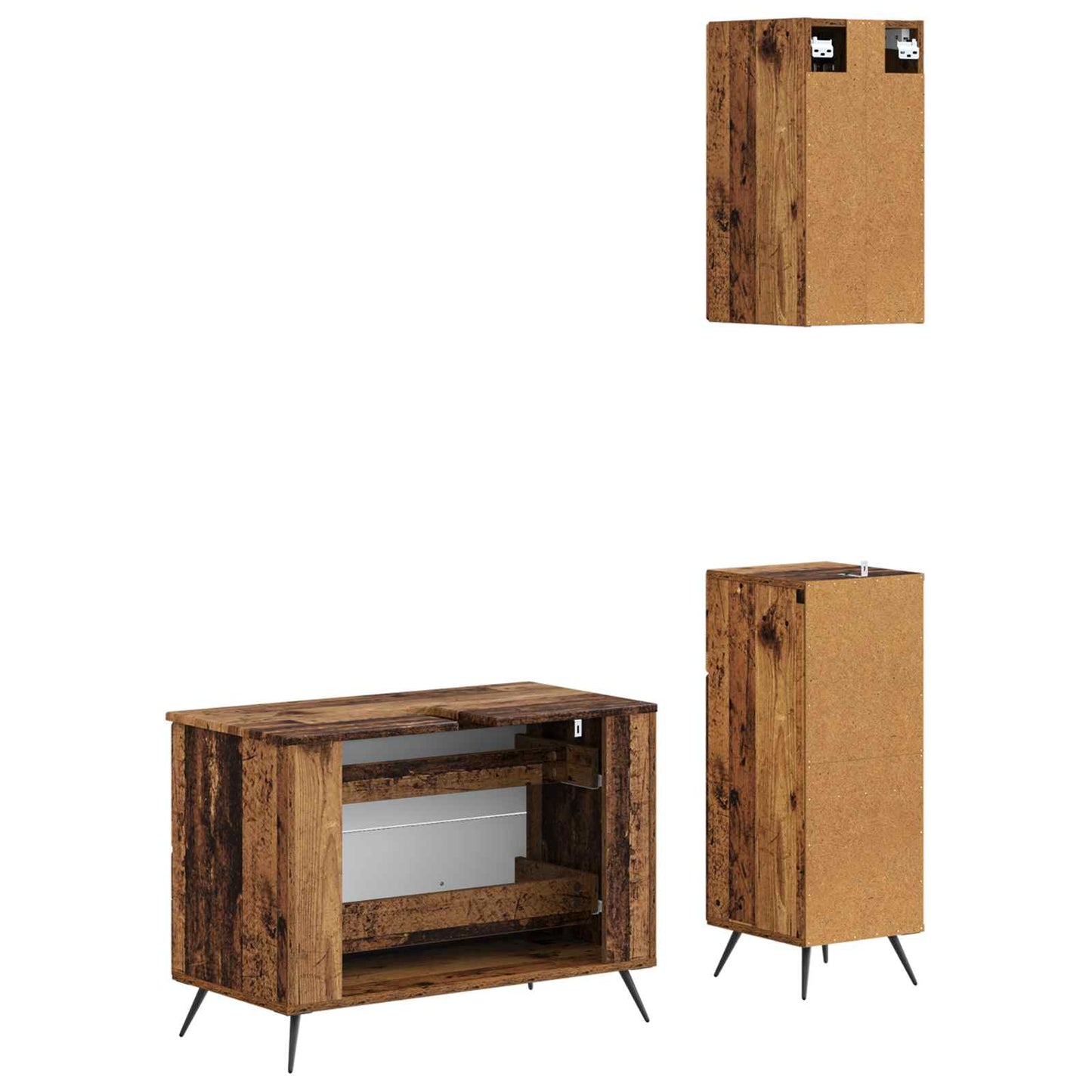 Set di armadietti da bagno in 3 pezzi BREDA Legno antico