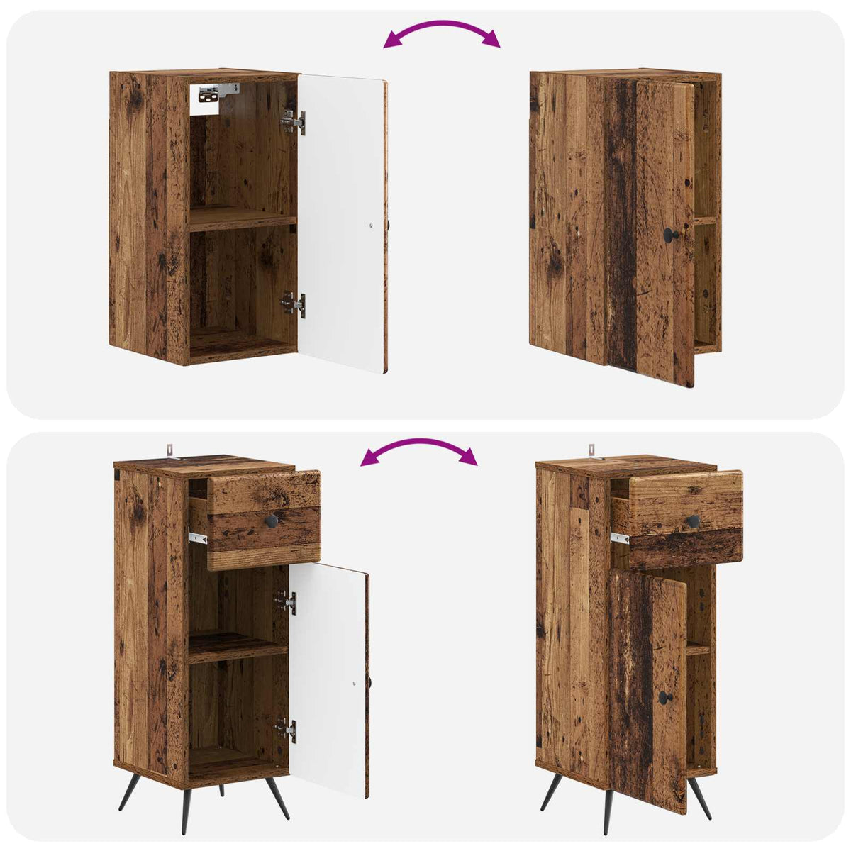 Set di armadietti da bagno in 3 pezzi BREDA Legno antico