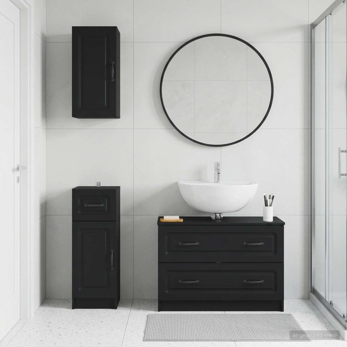 Set di armadietti da bagno in 3 pezzi UTRECHT Nero