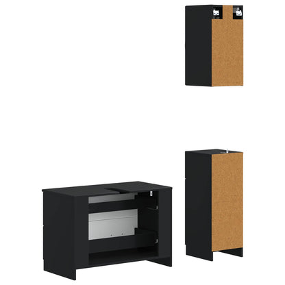 Set di armadietti da bagno in 3 pezzi UTRECHT Nero