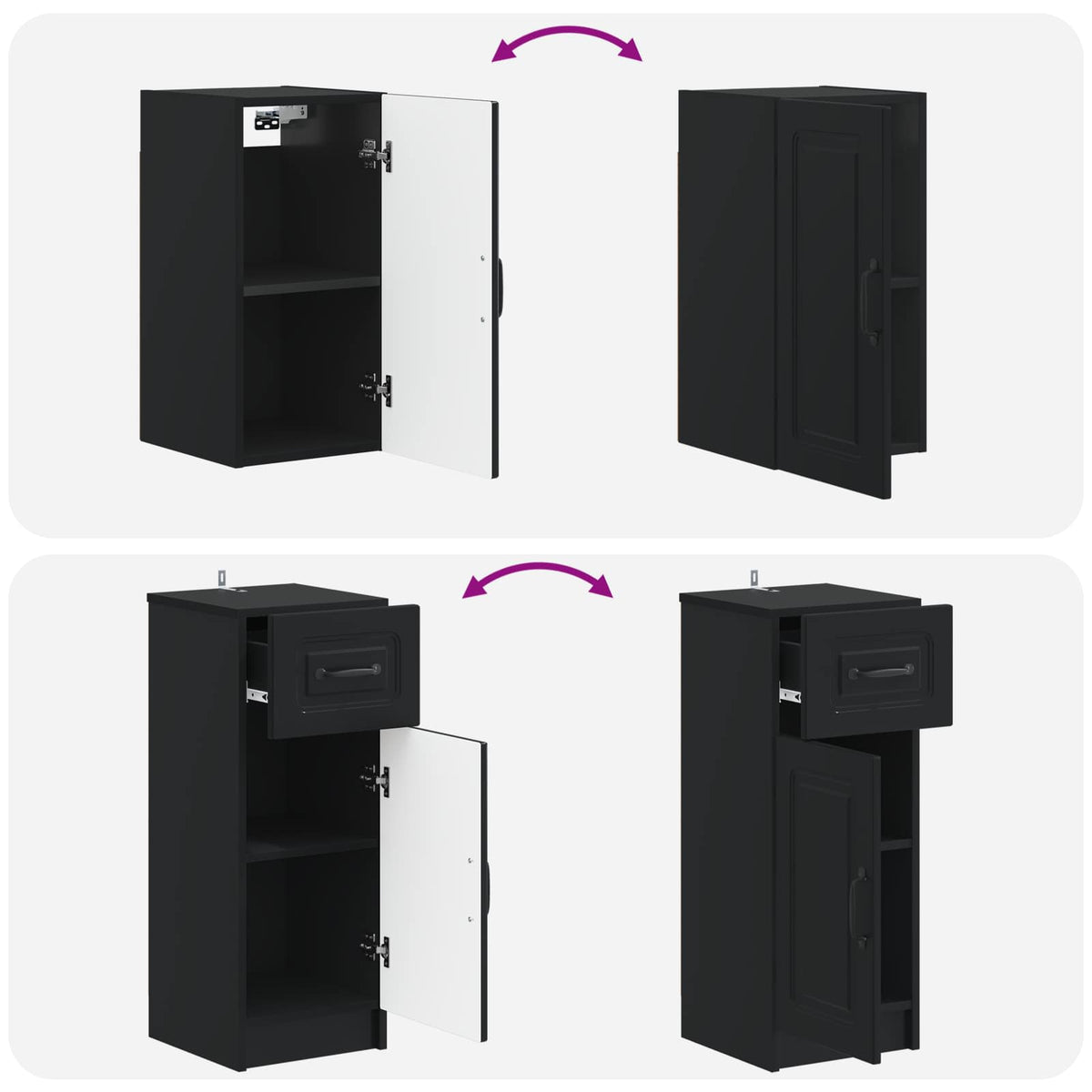 Set di armadietti da bagno in 3 pezzi UTRECHT Nero