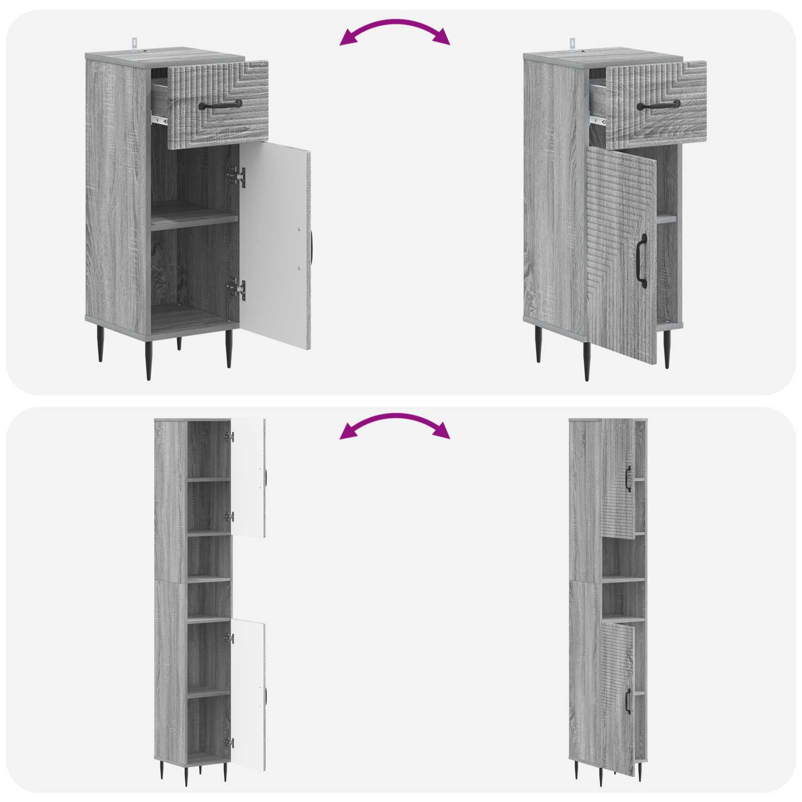 Set di armadietti da bagno in 3 pezzi HAARLEM | homemem39