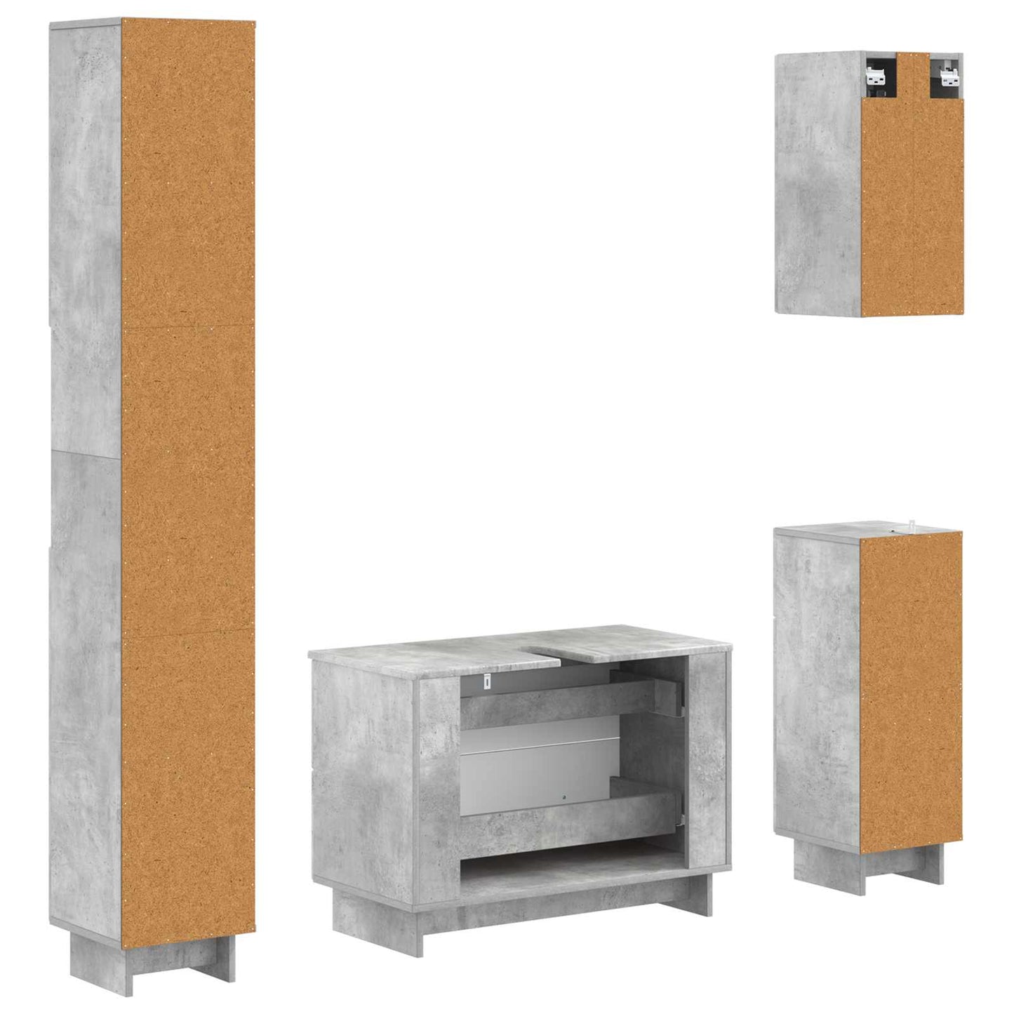 Set di Mobili da Bagno da 4 Pezzi EDE Grigio Cemento | homemem39