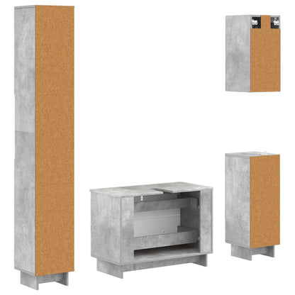 Set di Mobili da Bagno da 4 Pezzi EDE Grigio Cemento | homemem39