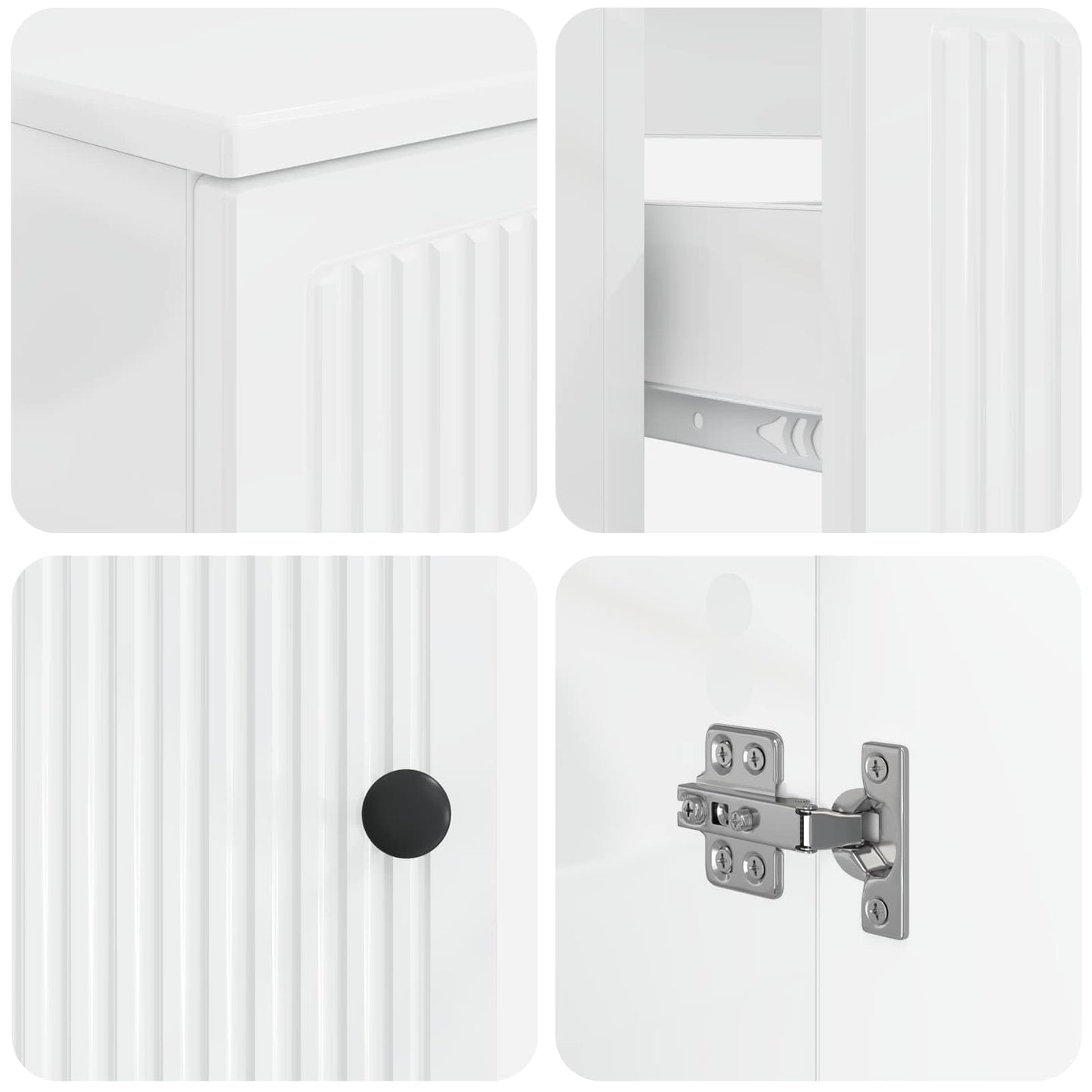 Set di Mobili da Bagno da 4 Pezzi EDE Bianco Lucido | homemem39