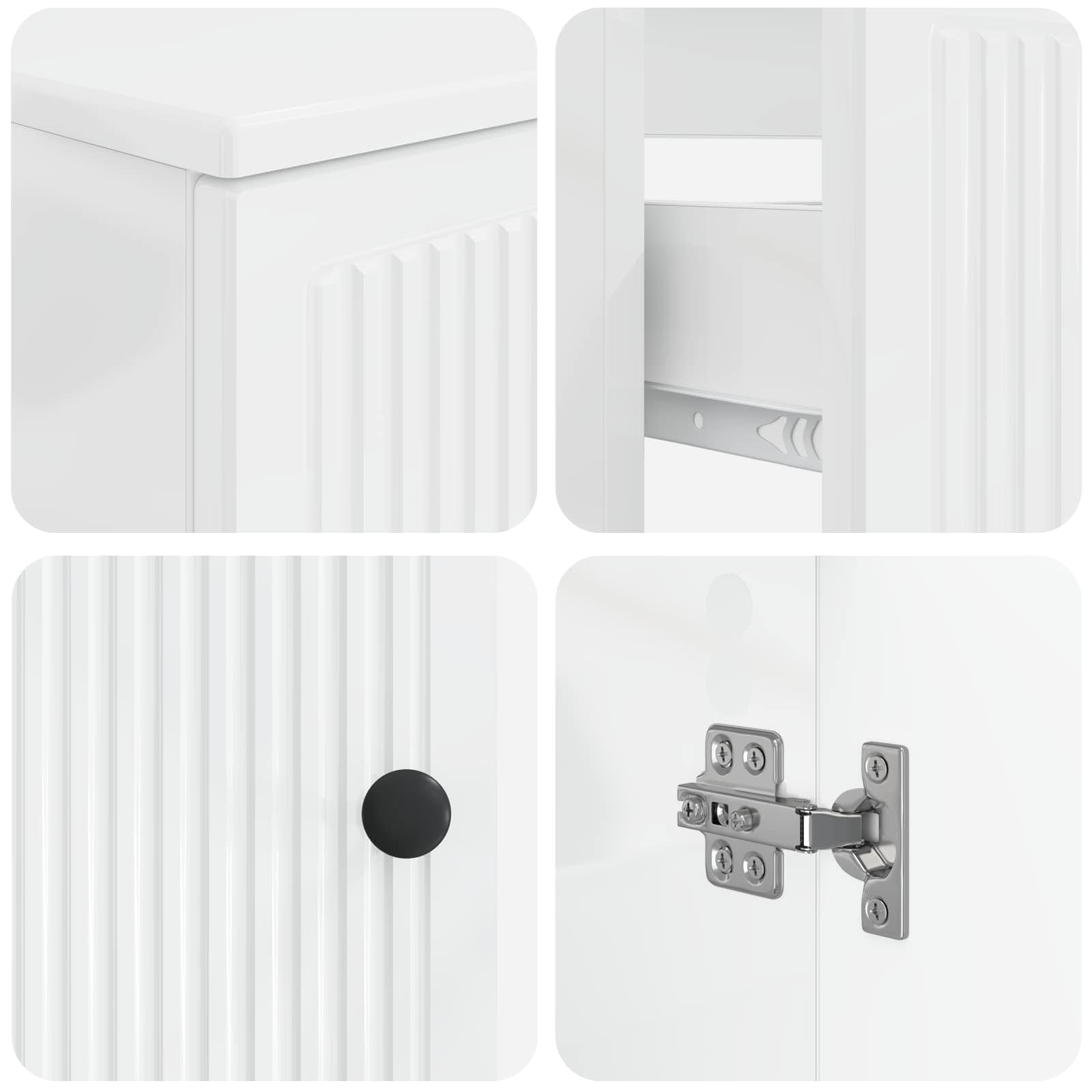 Set di Mobili da Bagno da 4 Pezzi EDE Bianco Lucido | homemem39
