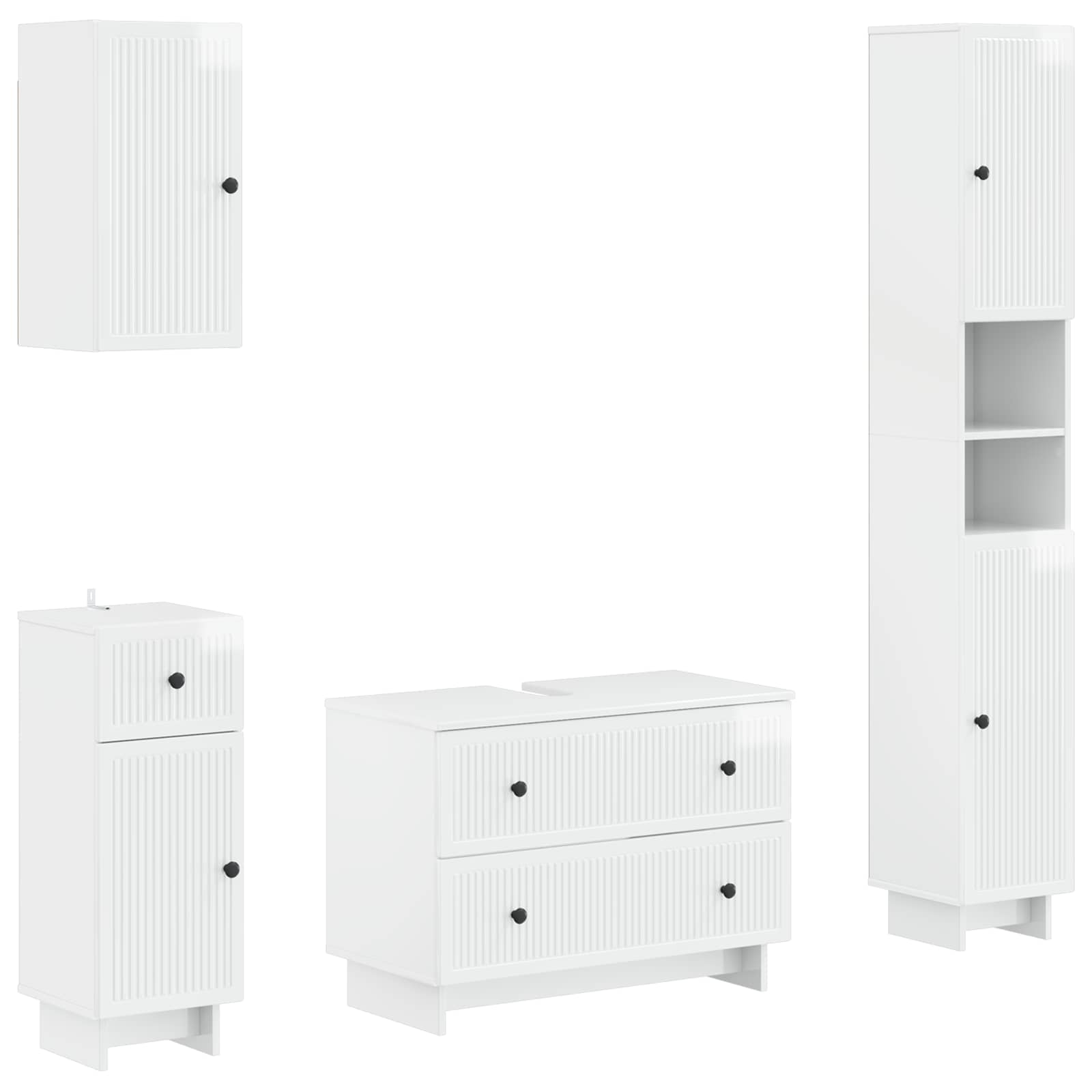 Set di Mobili da Bagno da 4 Pezzi EDE Bianco Lucido | homemem39