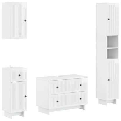 Set di Mobili da Bagno da 4 Pezzi EDE Bianco Lucido | homemem39