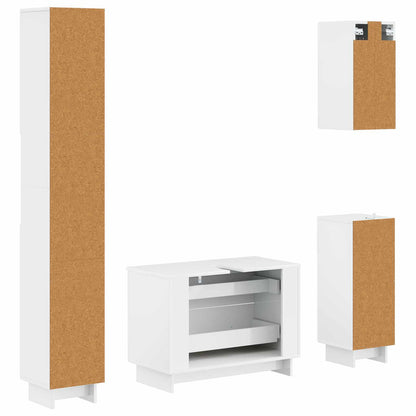 Set di Mobili da Bagno da 4 Pezzi EDE Bianco Lucido | homemem39
