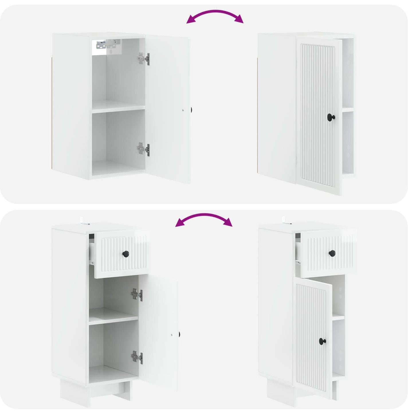 Set di Mobili da Bagno da 4 Pezzi EDE Bianco Lucido | homemem39
