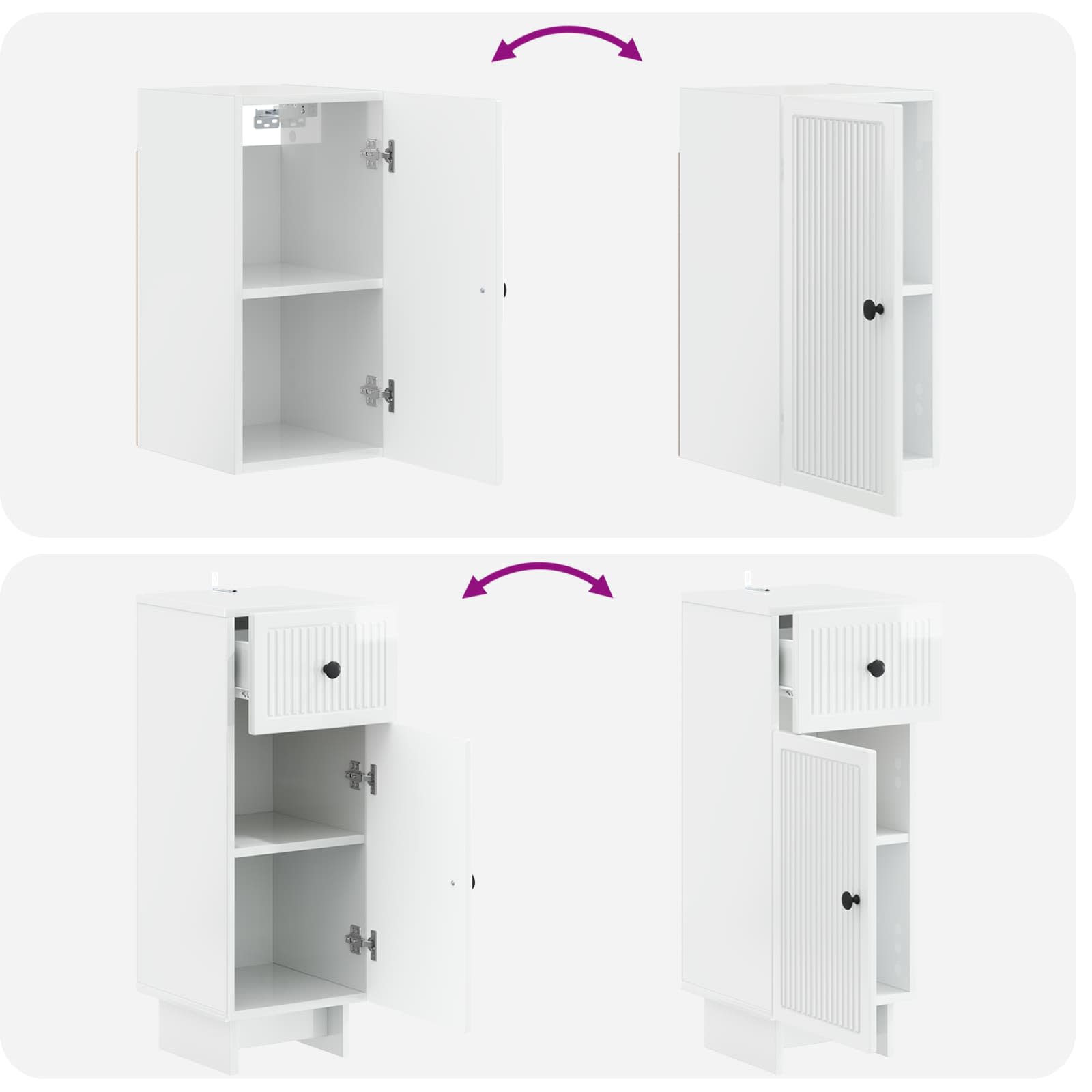 Set di Mobili da Bagno da 4 Pezzi EDE Bianco Lucido | homemem39