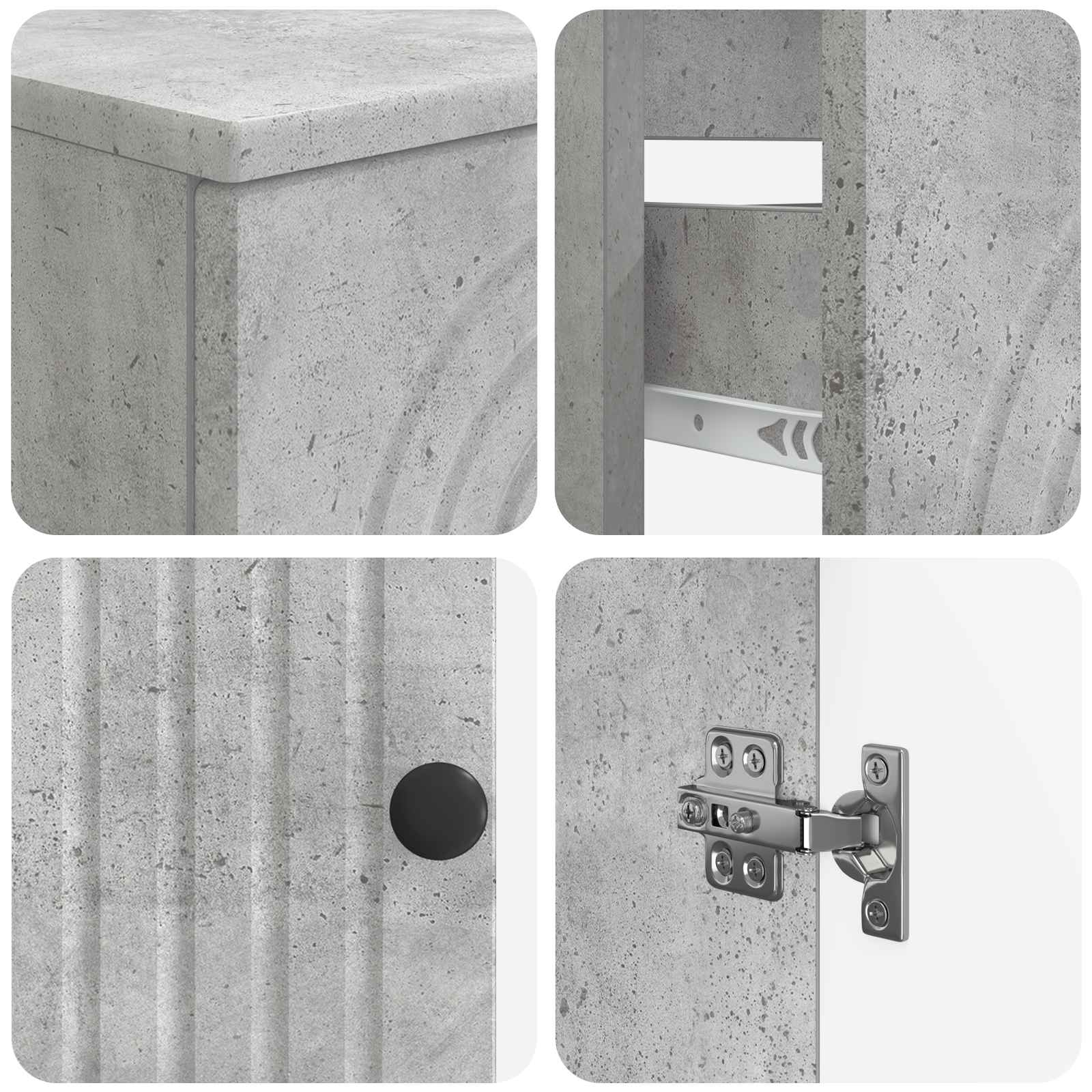Set di Mobili da Bagno da 4 Pezzi ALKMAAR Grigio Cemento | homemem39