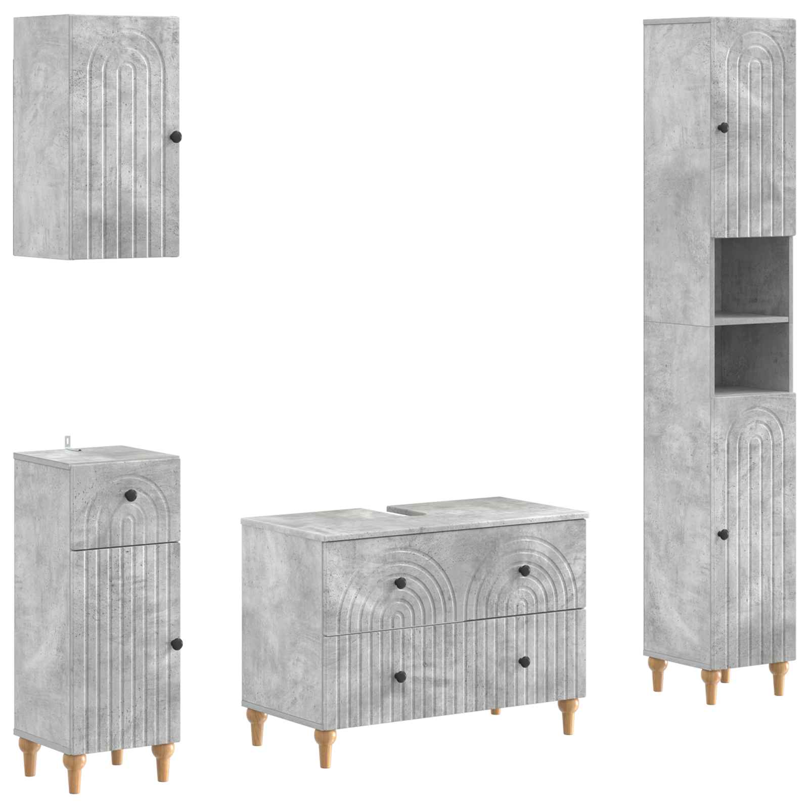 Set di Mobili da Bagno da 4 Pezzi ALKMAAR Grigio Cemento | homemem39