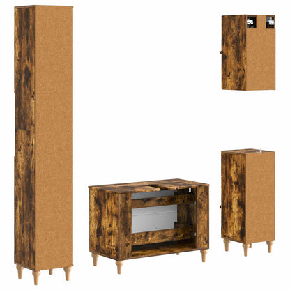 Set di Mobili da Bagno da 4 Pezzi ALKMAAR Rovere Fumo | homemem39