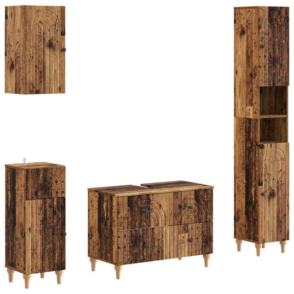 Set di Mobili da Bagno da 4 Pezzi ALKMAAR Legno antico | homemem39