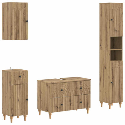 Set di Mobili da Bagno da 4 Pezzi ALKMAAR Rovere Artigianale | homemem39