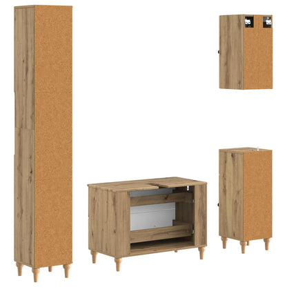 Set di Mobili da Bagno da 4 Pezzi ALKMAAR Rovere Artigianale | homemem39