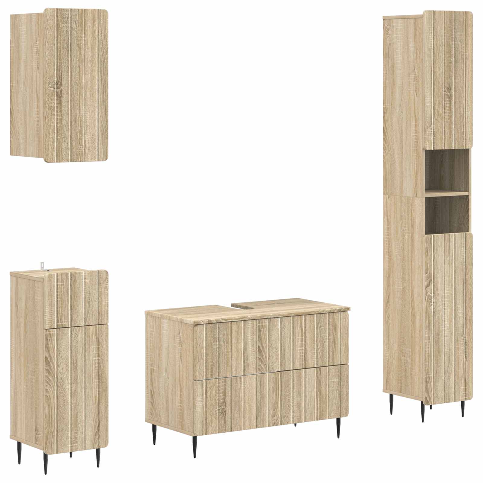 Set di Mobili da Bagno da 4 Pezzi ZWOLLE Rovere Sonoma | homemem39