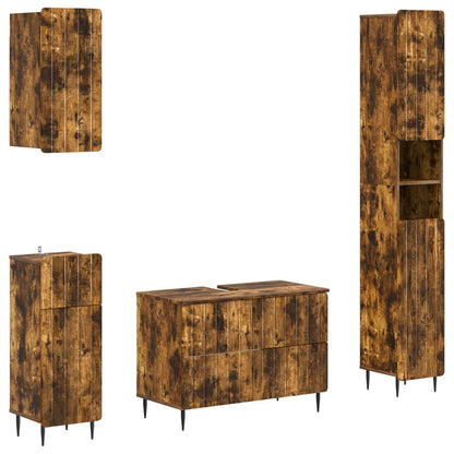 Set di Mobili da Bagno da 4 Pezzi ZWOLLE Rovere Fumo | homemem39