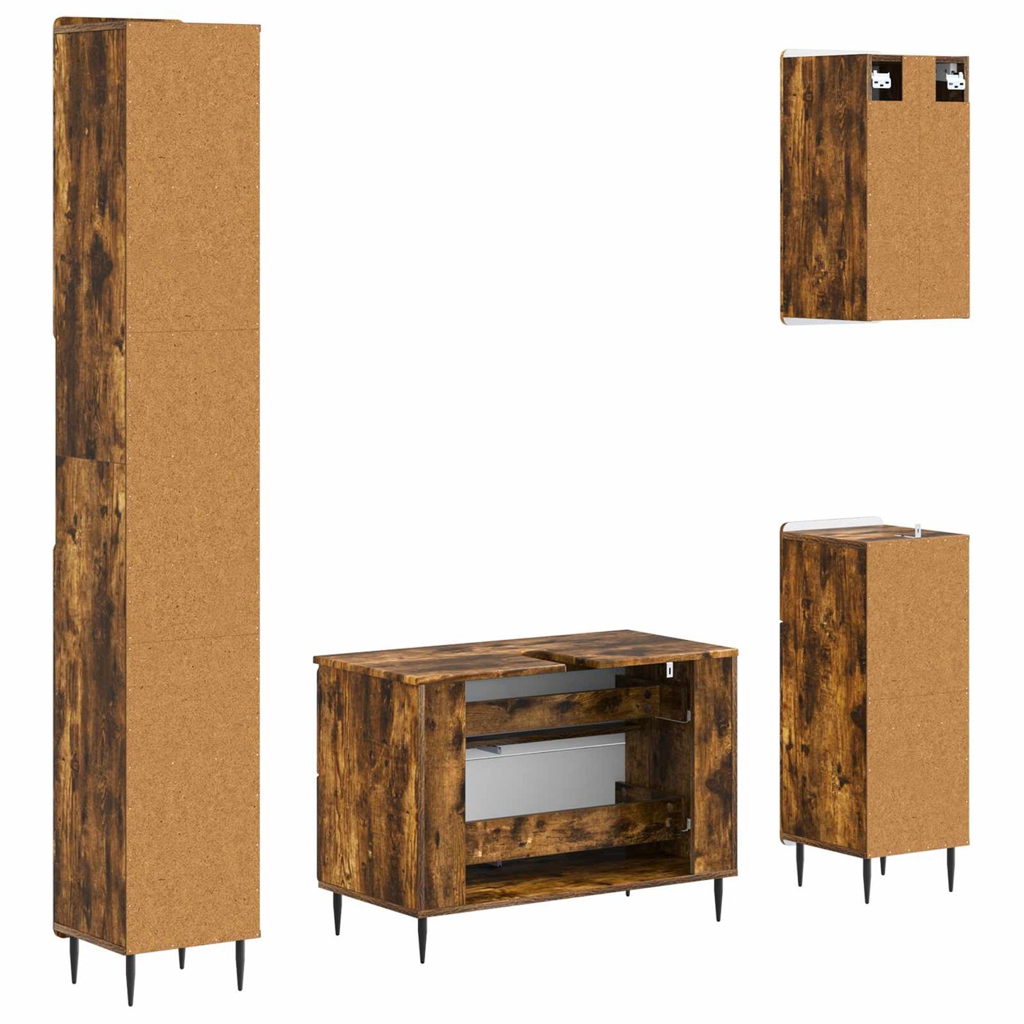 Set di Mobili da Bagno da 4 Pezzi ZWOLLE Rovere Fumo | homemem39
