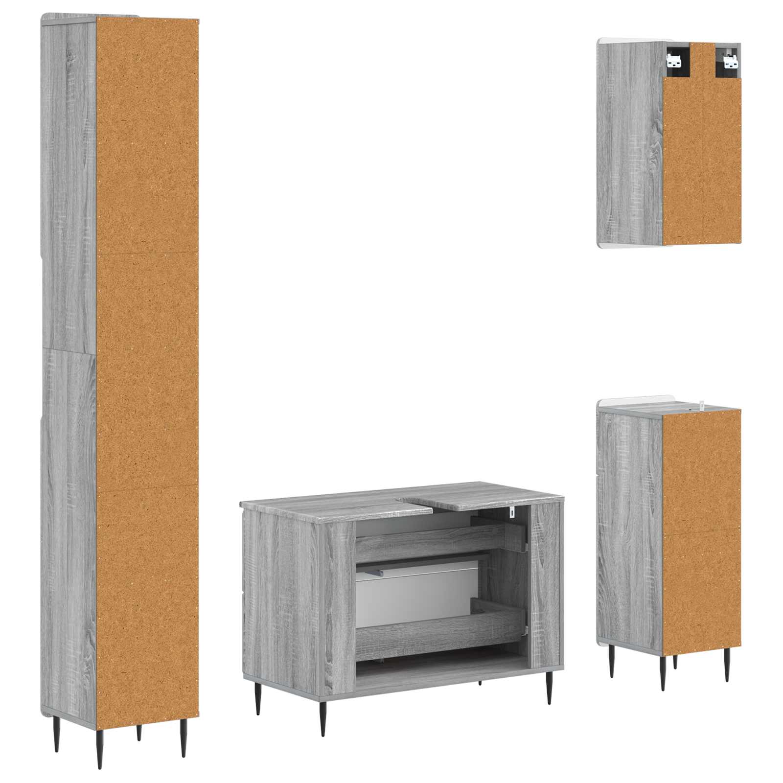 Set di Mobili da Bagno da 4 Pezzi ZWOLLE Sonoma grigio | homemem39