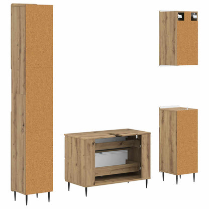 Set di Mobili da Bagno da 4 Pezzi ZWOLLE Rovere Artigianale | homemem39