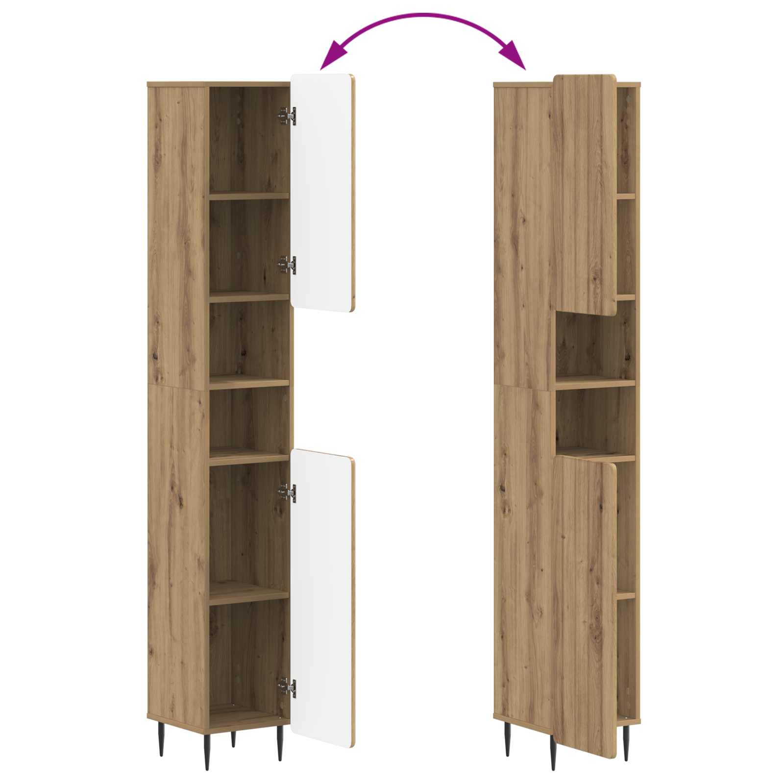 Set di Mobili da Bagno da 4 Pezzi ZWOLLE Rovere Artigianale | homemem39