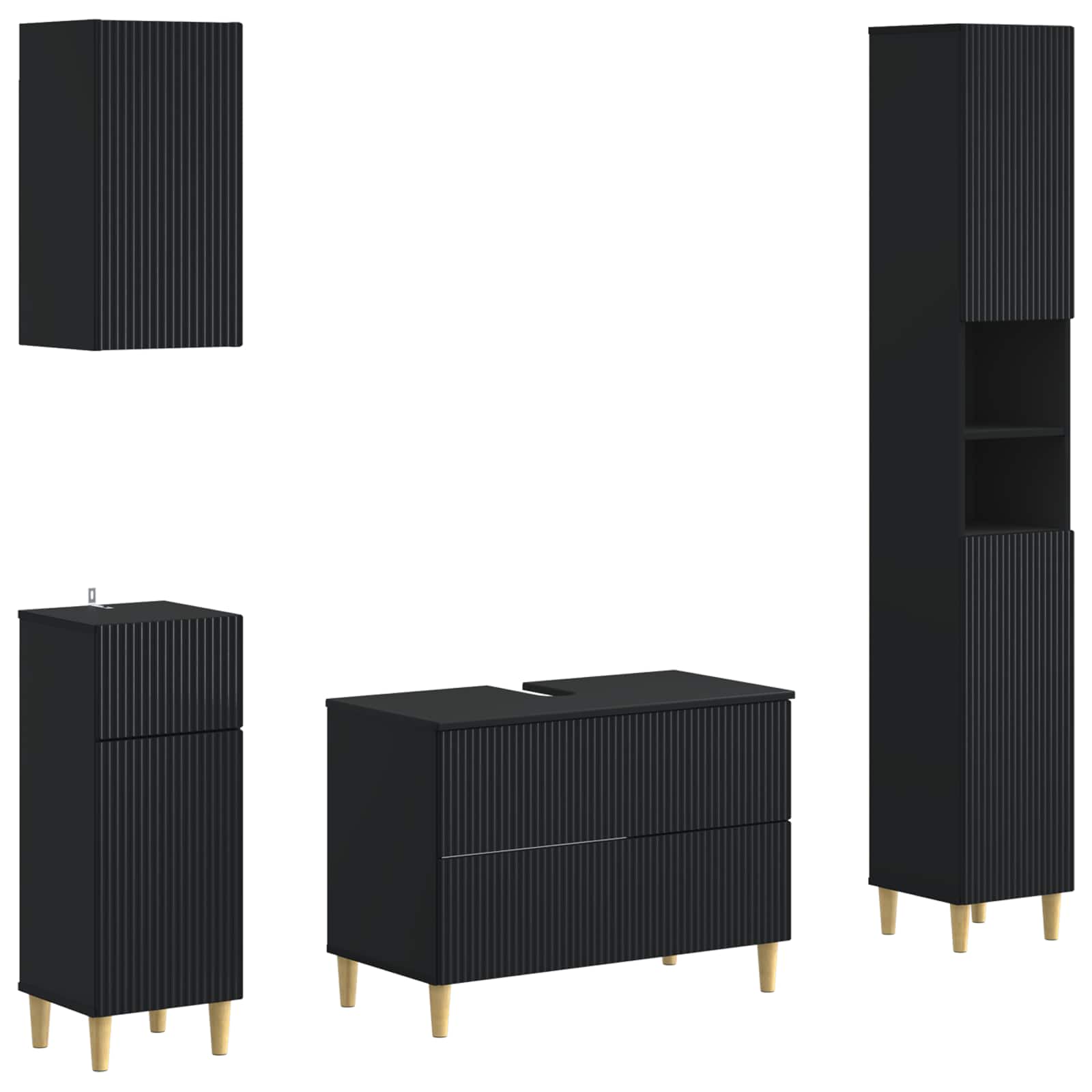 Set di Mobili da Bagno da 4 Pezzi ARNHEM Nero | homemem39