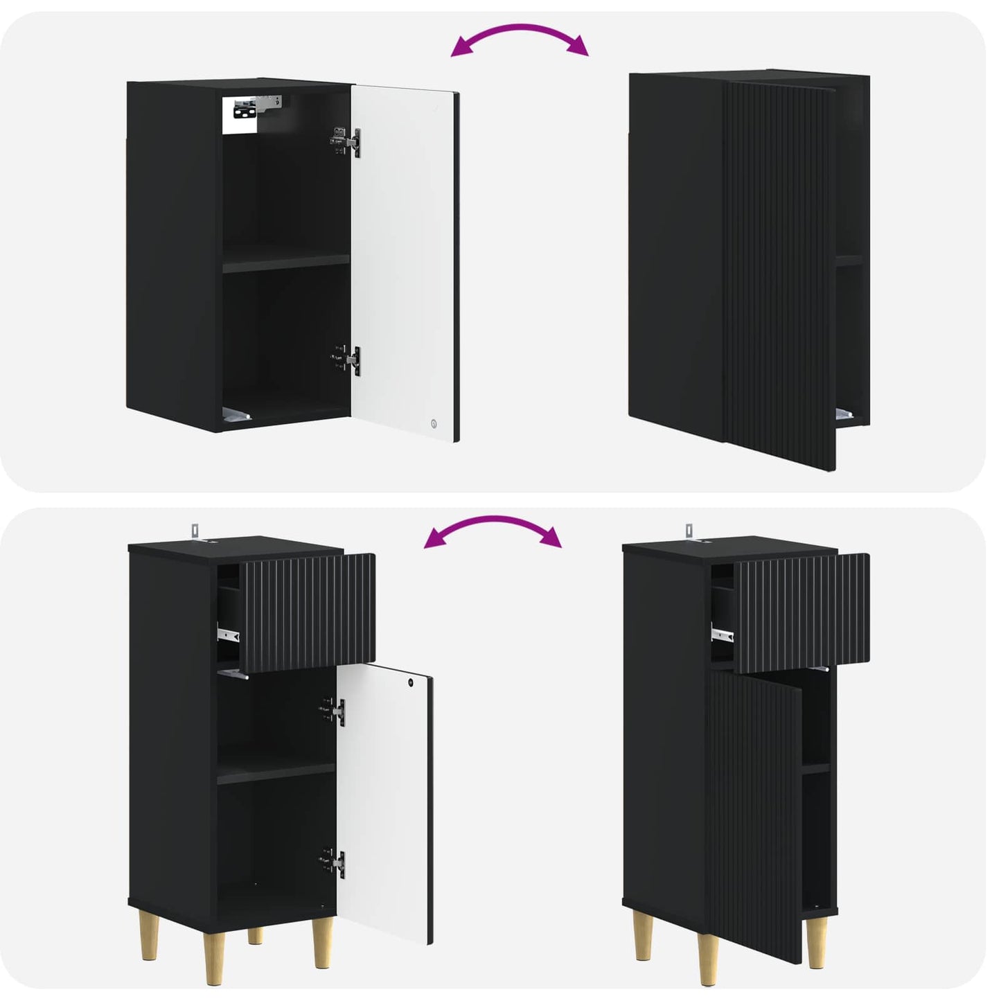 Set di Mobili da Bagno da 4 Pezzi ARNHEM Nero | homemem39
