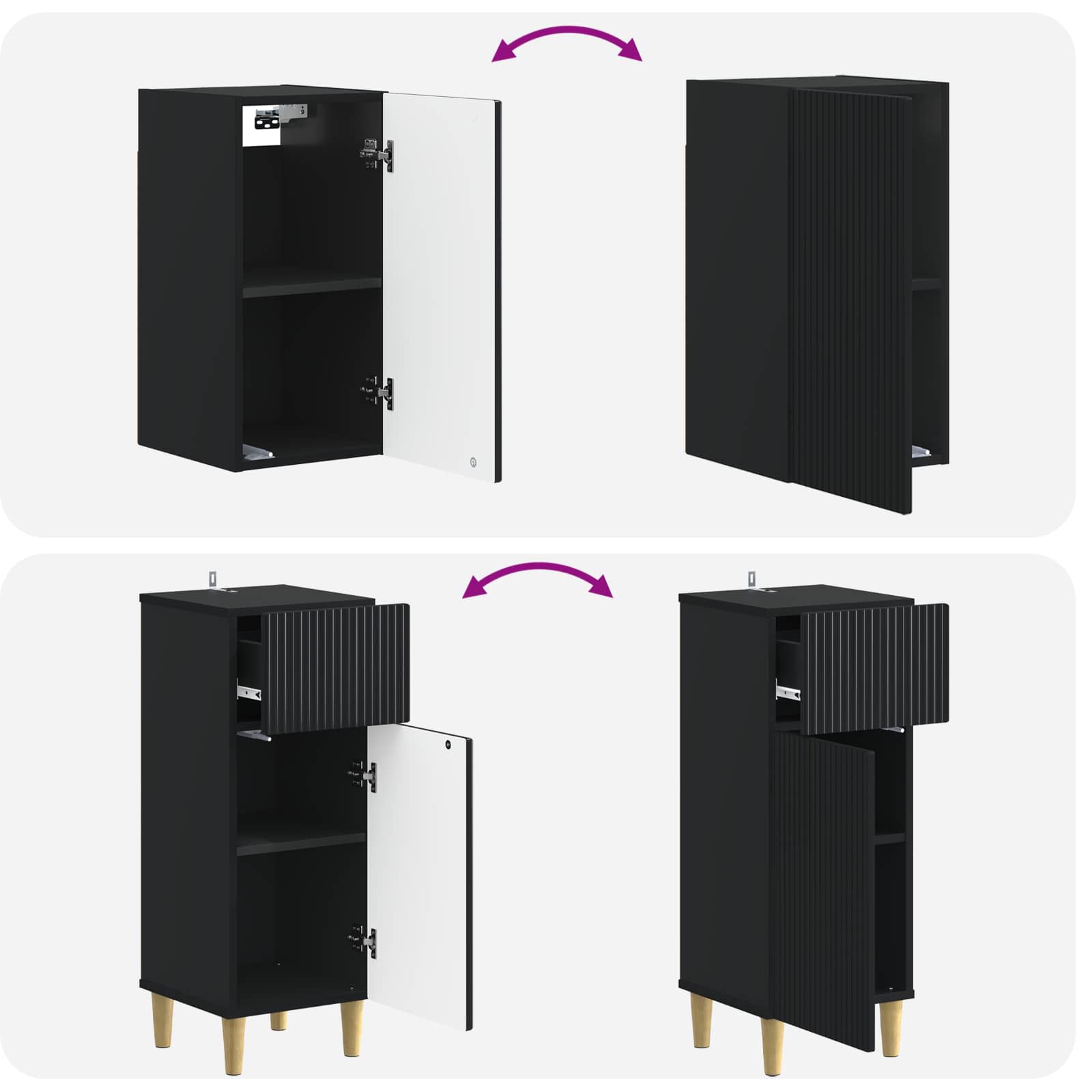 Set di Mobili da Bagno da 4 Pezzi ARNHEM Nero | homemem39