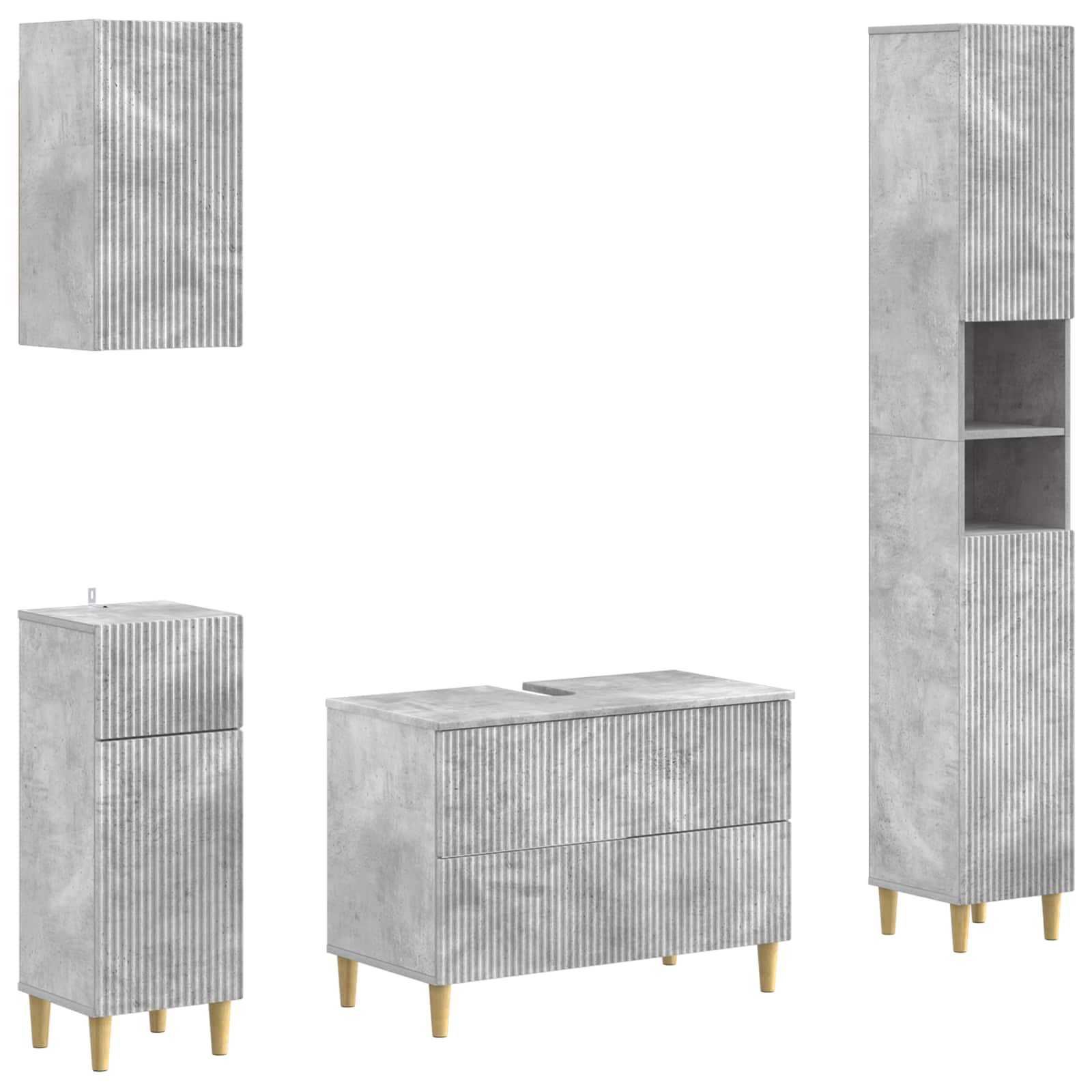 Set di Mobili da Bagno da 4 Pezzi ARNHEM Grigio Cemento | homemem39