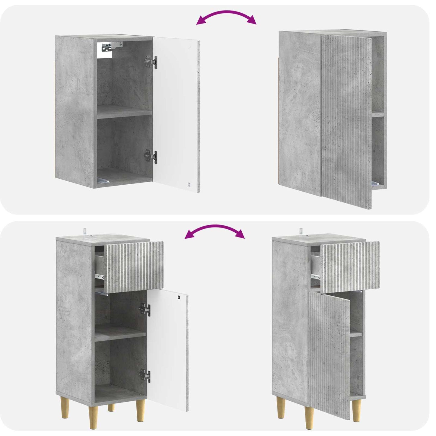 Set di Mobili da Bagno da 4 Pezzi ARNHEM Grigio Cemento | homemem39