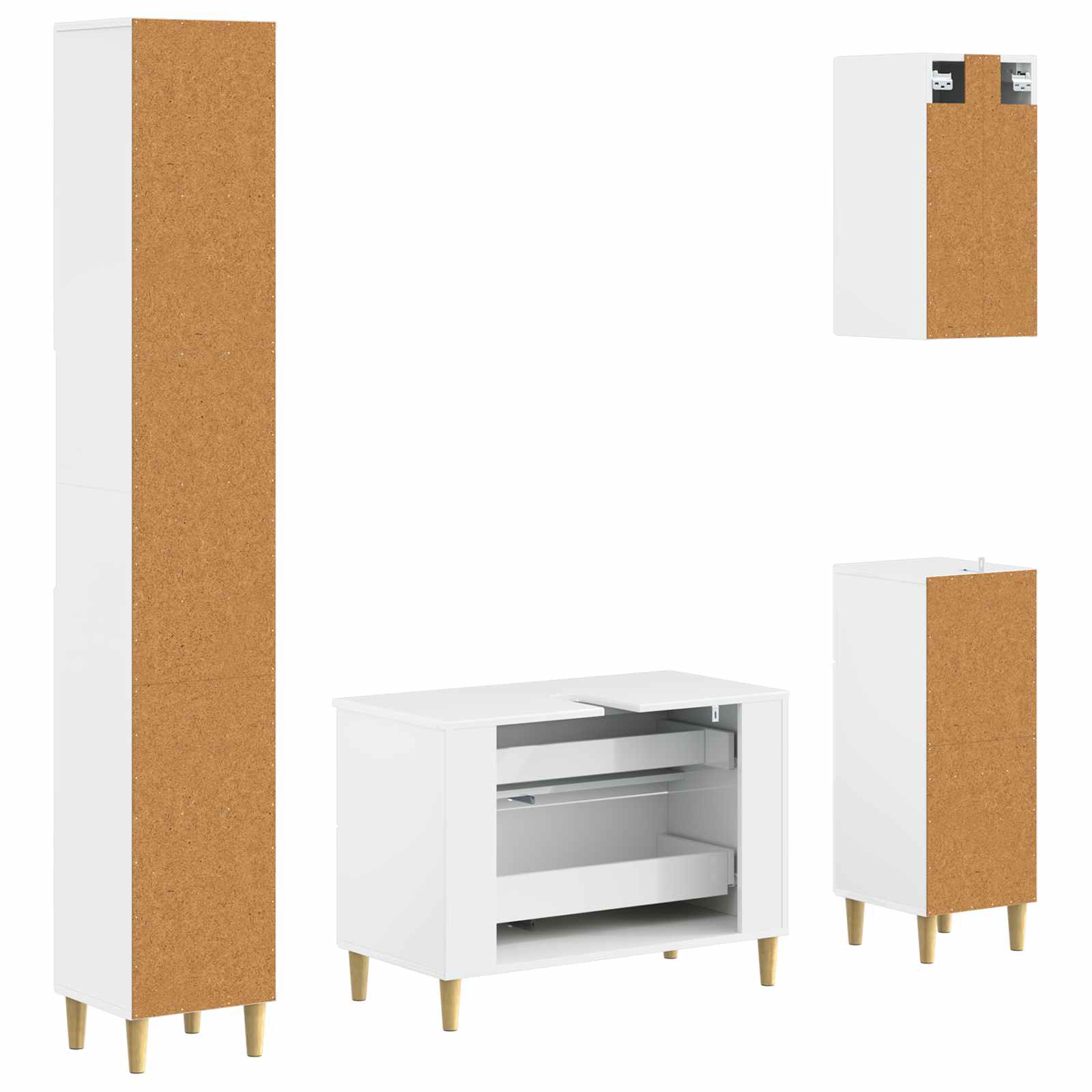 Set di Mobili da Bagno da 4 Pezzi ARNHEM Bianco Lucido | homemem39