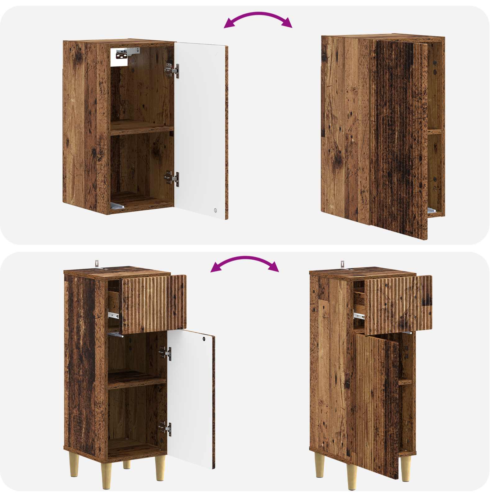 Set di Mobili da Bagno da 4 Pezzi ARNHEM Legno antico | homemem39